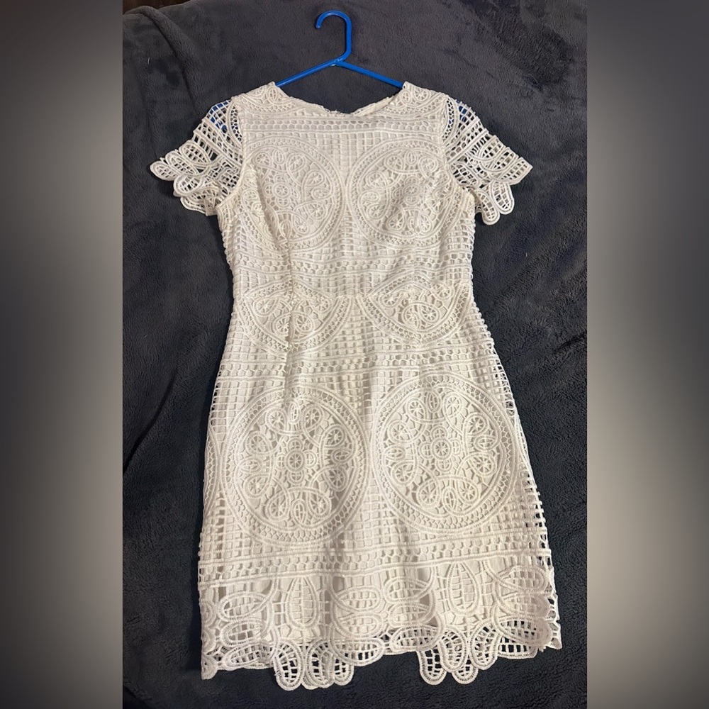 Anthropologie JOA Los Angeles White Crochet Shift Dress